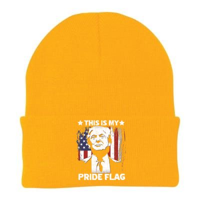 Trump 2024 This Is My Pride Flag 4th Of July Gift Knit Cap Winter Beanie