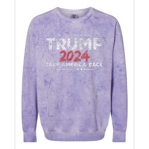 Trump 2024 Take America Back Us American Flag President Colorblast Crewneck Sweatshirt