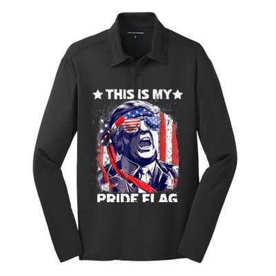 Trump 2024 This Is My Pride Flag 4th Of July Gift Silk Touch Performance Long Sleeve Polo