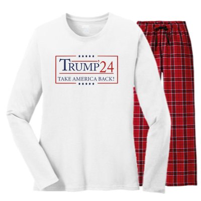 Trump 24 Take America Back Donald Trump Patriotic Women's Long Sleeve Flannel Pajama Set 