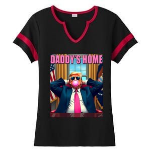 Trump 2024 Take America Back Daddys Home Gum Ladies Halftime Notch Neck Tee