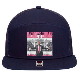 Trump 2024 Take America Back DaddyS Home Trump Pink 2024 7 Panel Mesh Trucker Snapback Hat