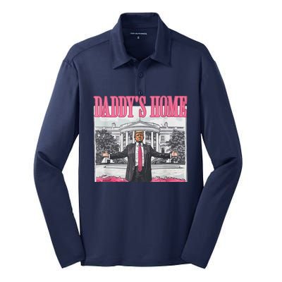 Trump 2024 Take America Back DaddyS Home Trump Pink 2024 Silk Touch Performance Long Sleeve Polo