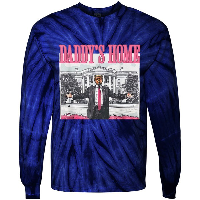 Trump 2024 Take America Back DaddyS Home Trump Pink 2024 Tie-Dye Long Sleeve Shirt