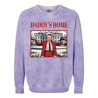 Trump 2024 Take America Back DaddyS Home Trump Christmas Colorblast Crewneck Sweatshirt