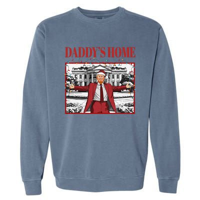 Trump 2024 Take America Back DaddyS Home Trump Christmas Garment-Dyed Sweatshirt