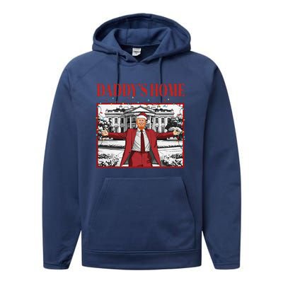 Trump 2024 Take America Back DaddyS Home Trump Christmas Performance Fleece Hoodie