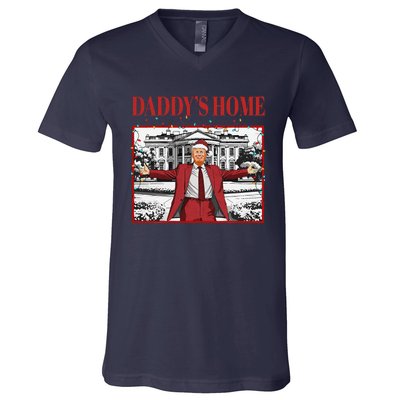 Trump 2024 Take America Back DaddyS Home Trump Christmas V-Neck T-Shirt