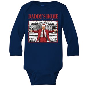 Trump 2024 Take America Back DaddyS Home Trump Christmas Baby Long Sleeve Bodysuit