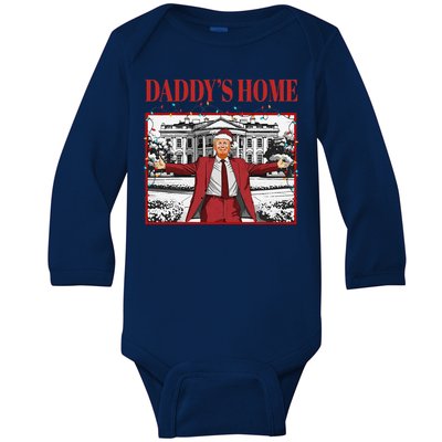 Trump 2024 Take America Back DaddyS Home Trump Christmas Baby Long Sleeve Bodysuit