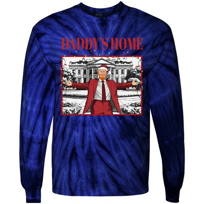 Trump 2024 Take America Back DaddyS Home Trump Christmas Tie-Dye Long Sleeve Shirt