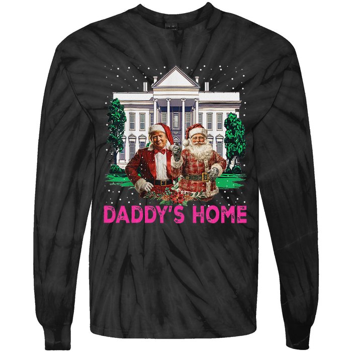 Trump 2024 Take America Back DaddyS Home Christmas Tie-Dye Long Sleeve Shirt