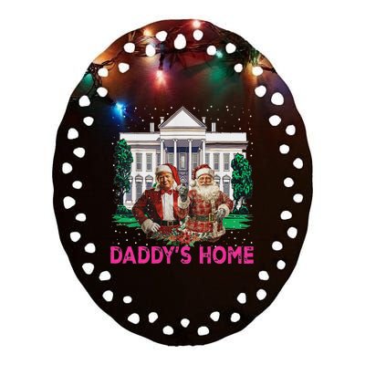 Trump 2024 Take America Back DaddyS Home Christmas Ceramic Oval Ornament