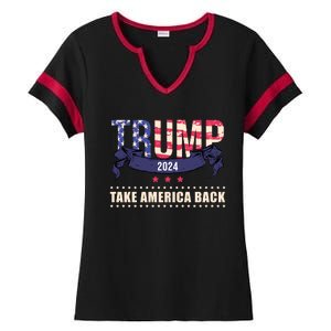 Trump 2024 Take America Back Election Ladies Halftime Notch Neck Tee