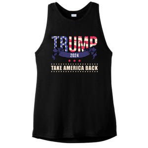 Trump 2024 Take America Back Election Ladies PosiCharge Tri-Blend Wicking Tank