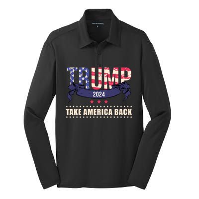 Trump 2024 Take America Back Election Silk Touch Performance Long Sleeve Polo