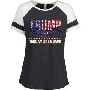 Trump 2024 Take America Back Election Enza Ladies Jersey Colorblock Tee