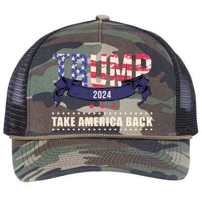 Trump 2024 Take America Back Election Retro Rope Trucker Hat Cap