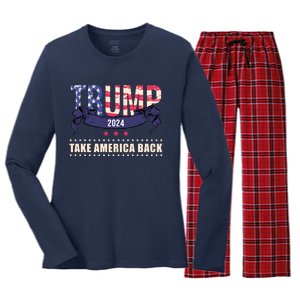 Trump 2024 Take America Back Election Women's Long Sleeve Flannel Pajama Set 