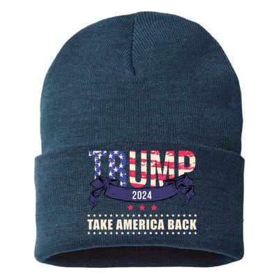 Trump 2024 Take America Back Election Sustainable Knit Beanie