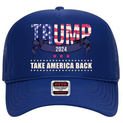 Trump 2024 Take America Back Election High Crown Mesh Back Trucker Hat