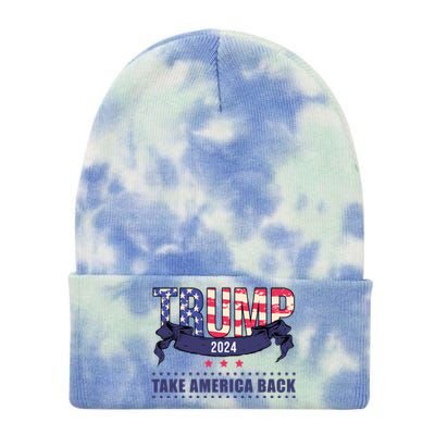 Trump 2024 Take America Back Election Tie Dye 12in Knit Beanie