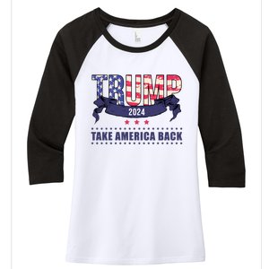 Trump 2024 Take America Back Election Women's Tri-Blend 3/4-Sleeve Raglan Shirt