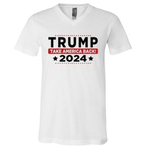 Trump 2024 Take America Back American Flag Trump 2024 V-Neck T-Shirt