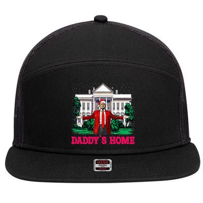 Trump 2024 Take America Back Daddys Home Christmas 7 Panel Mesh Trucker Snapback Hat