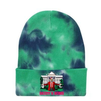 Trump 2024 Take America Back Daddys Home Christmas Tie Dye 12in Knit Beanie