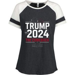 Trump 2024 The Comeback Victory Trump President Celebration Enza Ladies Jersey Colorblock Tee