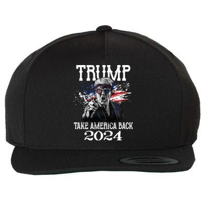 Trump 2024 Take America Back Us Flag Vintage Trump 2024 Gift Wool Snapback Cap