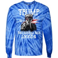 Trump 2024 Take America Back Us Flag Vintage Trump 2024 Gift Tie-Dye Long Sleeve Shirt