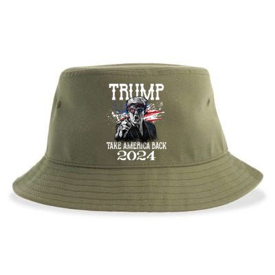 Trump 2024 Take America Back Us Flag Vintage Trump 2024 Gift Sustainable Bucket Hat