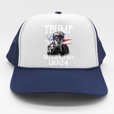 Trump 2024 Take America Back Us Flag Vintage Trump 2024 Gift Trucker Hat