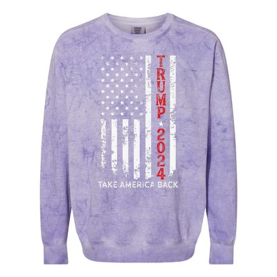 Trump 2024 Take America Back Election Patriotic Flag Colorblast Crewneck Sweatshirt