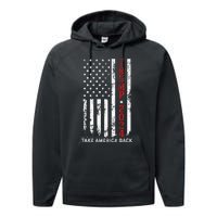 Trump 2024 Take America Back Election Patriotic Flag Performance Fleece Hoodie