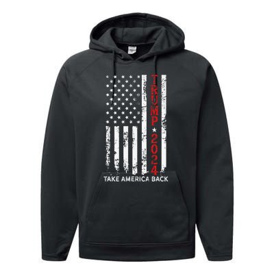 Trump 2024 Take America Back Election Patriotic Flag Performance Fleece Hoodie