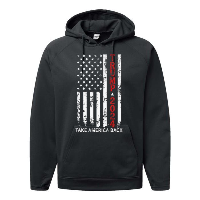 Trump 2024 Take America Back Election Patriotic Flag Performance Fleece Hoodie