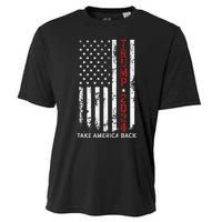 Trump 2024 Take America Back Election Patriotic Flag Cooling Performance Crew T-Shirt