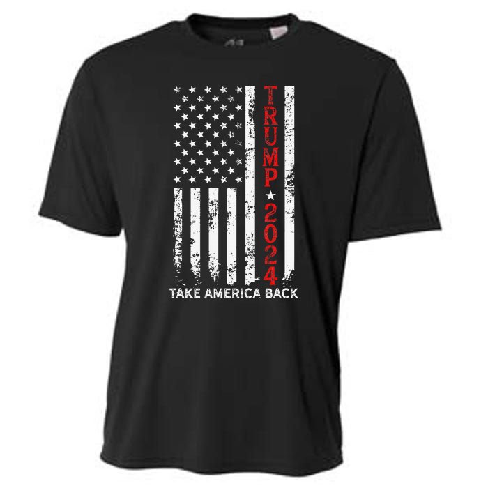 Trump 2024 Take America Back Election Patriotic Flag Cooling Performance Crew T-Shirt