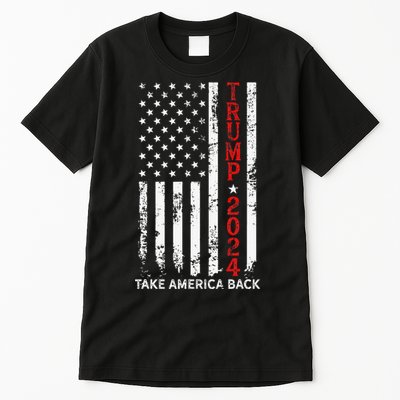 Trump 2024 Take America Back Election Patriotic Flag Tall T-Shirt