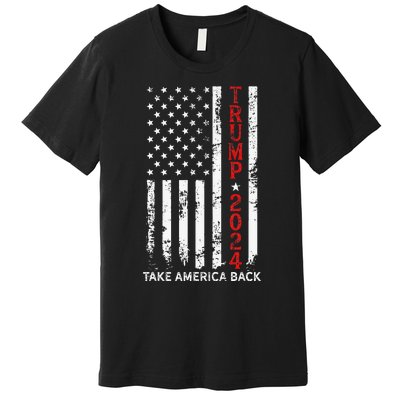 Trump 2024 Take America Back Election Patriotic Flag Premium T-Shirt