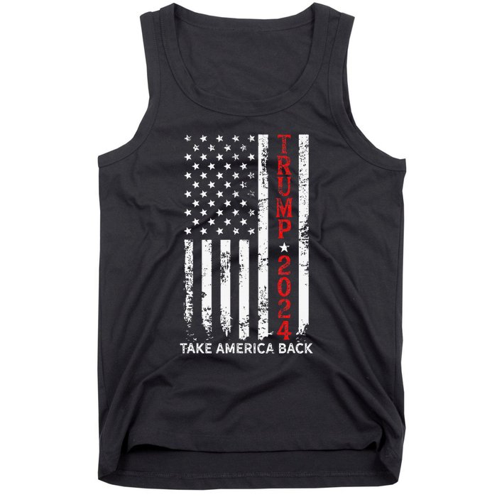 Trump 2024 Take America Back Election Patriotic Flag Tank Top