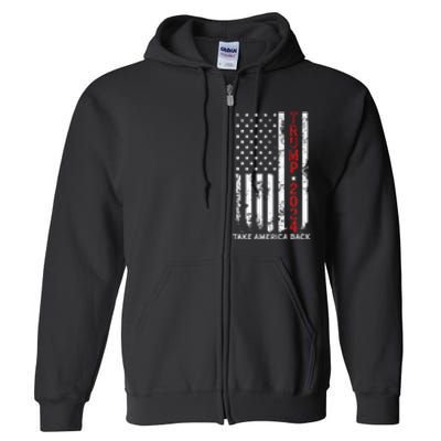 Trump 2024 Take America Back Election Patriotic Flag Full Zip Hoodie