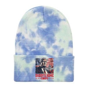 Trump 2024 Take America Back Daddys Home Tie Dye 12in Knit Beanie