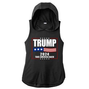 Trump 2024 Take America Back Ladies PosiCharge Tri-Blend Wicking Draft Hoodie Tank