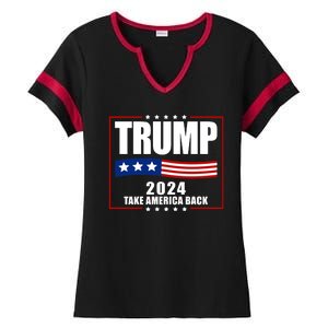 Trump 2024 Take America Back Ladies Halftime Notch Neck Tee