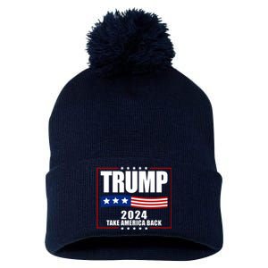 Trump 2024 Take America Back Pom Pom 12in Knit Beanie