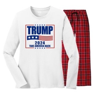 Trump 2024 Take America Back Women's Long Sleeve Flannel Pajama Set 